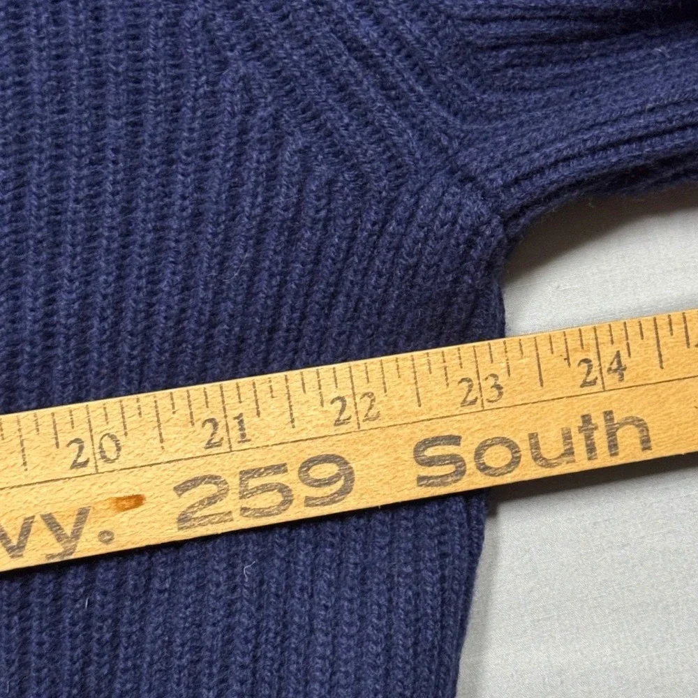 Banana Republic Mens Large Navy Blue Merino Wool Cashmere Ribbed 1/4 Zip Sweater